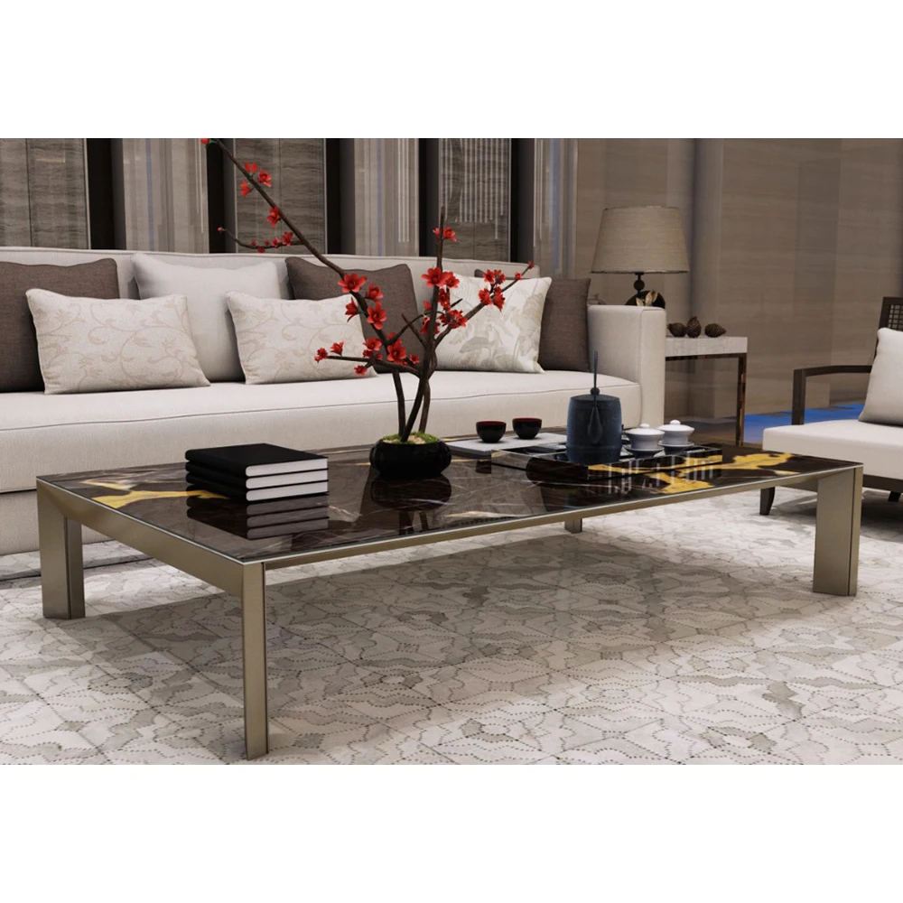 Modern Living Room Furniture Marble Top Coffee Table Aluminum Center Coffee Table Buy Ruang Tamu Meja Marmer Meja Kopi
