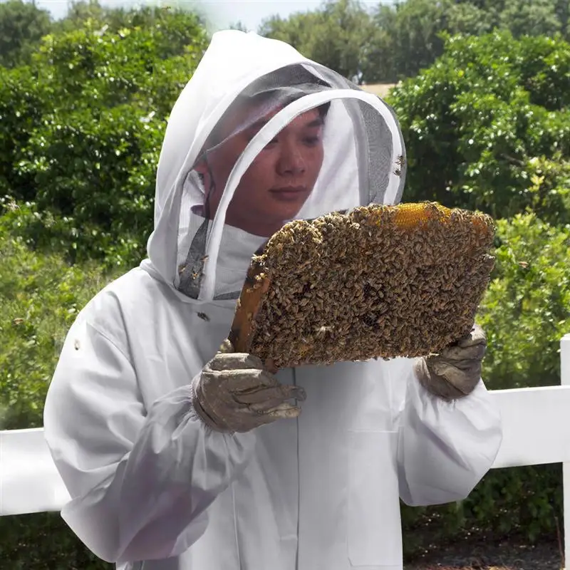 Beekeeping Jacket Veil Bee Keeping Hat Sleeve Suit Hat Smock Equipment Free Size 