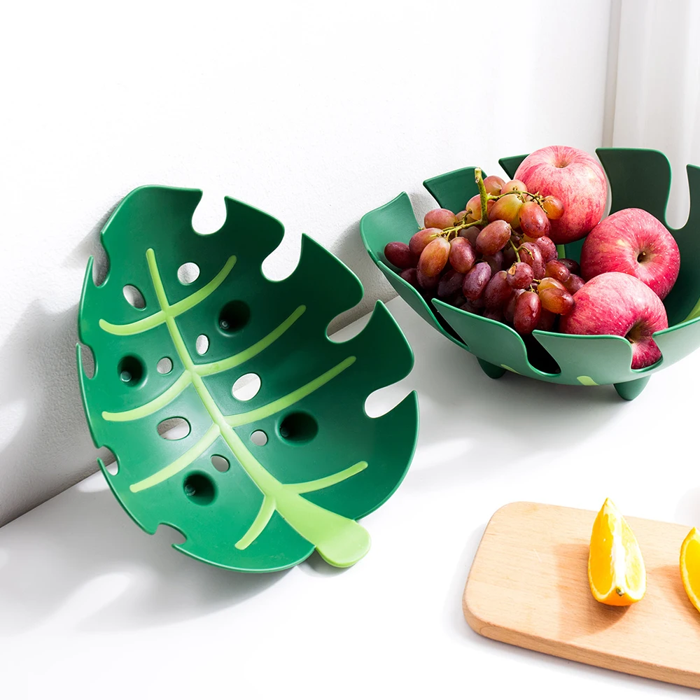 Modern Minimalist Fruit Plate Leaf Shape Fruit Storage Basket Living