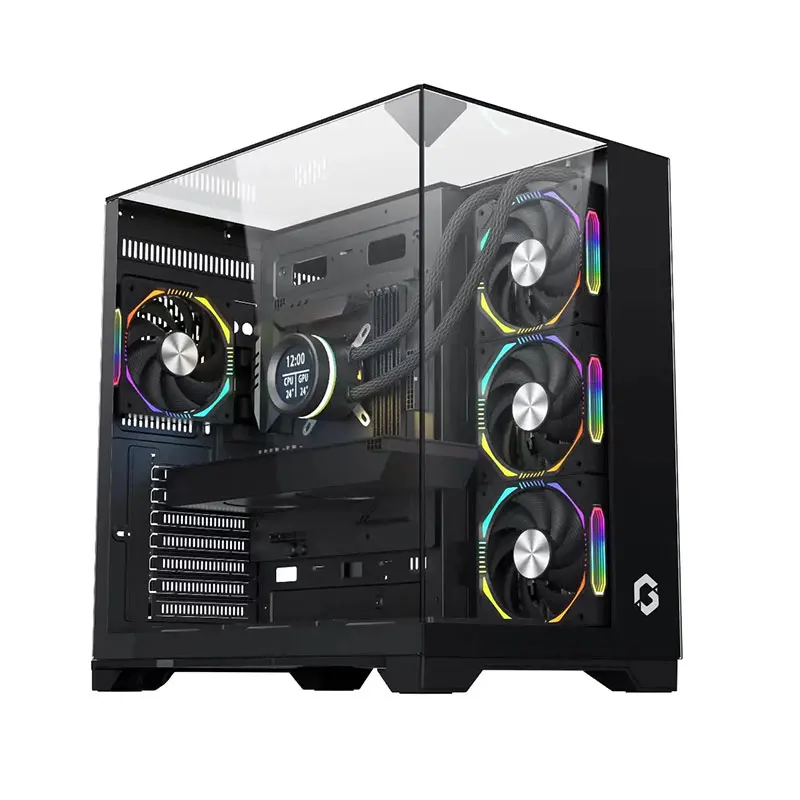 Custom Tempered Glass Gaming PC Cases with RGB Fans