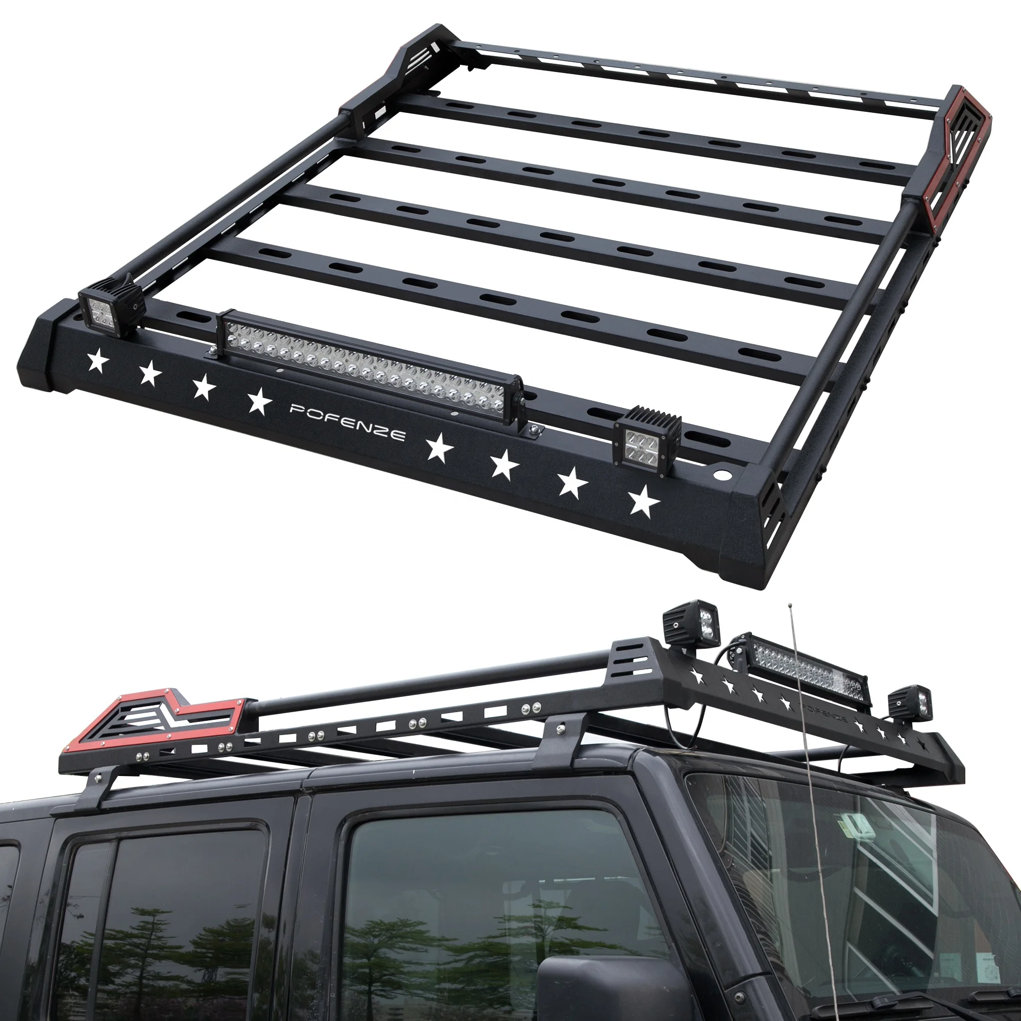 Truck Top Luggage Storage Rack With Led Light Bar Off Road Roof Carrier ...