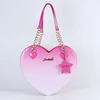 Women Girls Gradient Pink Heart Shape Pentagram Pendant Decoration Handbag Evening Party Tote Purse