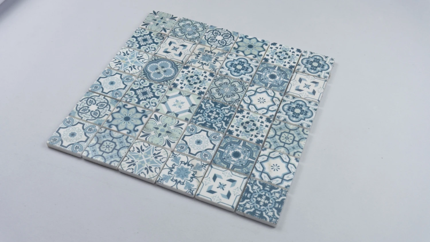 Light Blue Stone Marble Mosaics Stone Mosaic Inkjet Printing Artificial ...