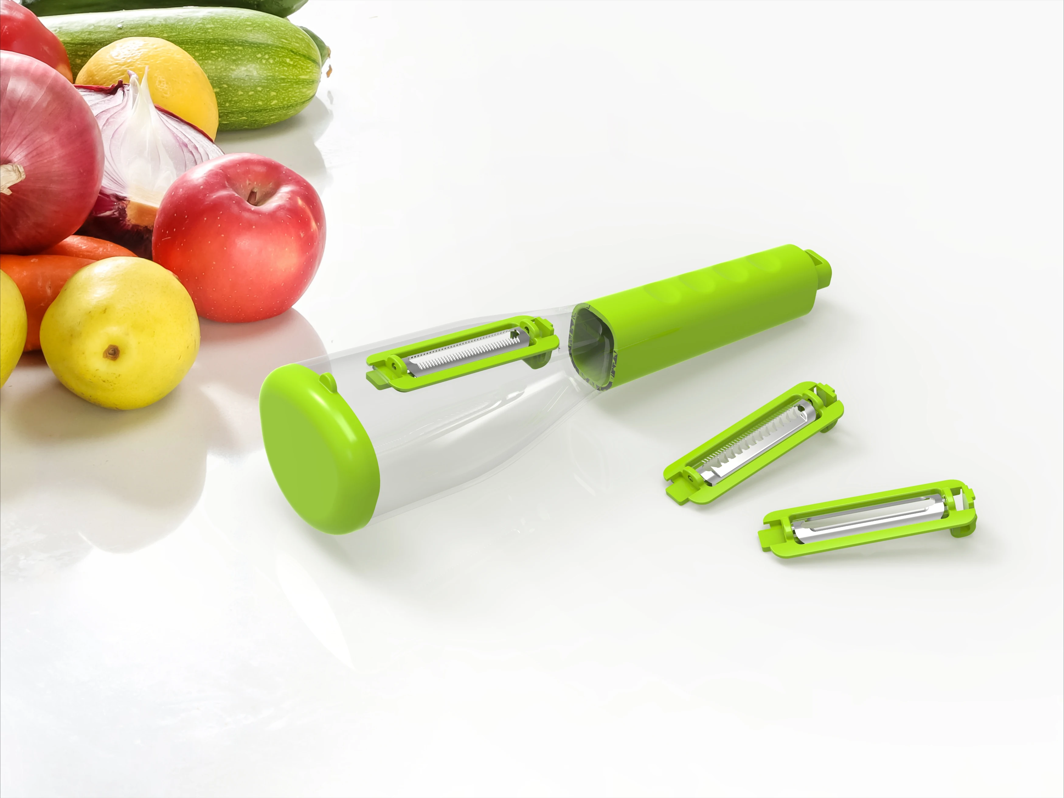 Multi Function 3 Blades Peeler With Storage Fruit Vegetable Peeler Hand