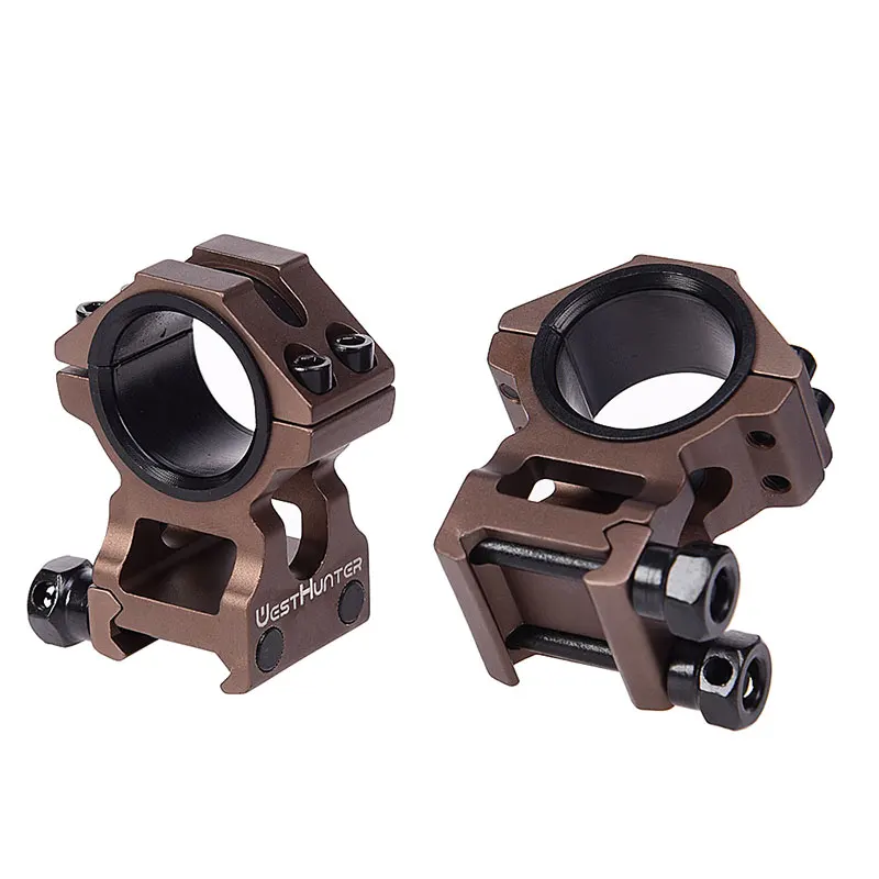 Brown High Profile Picatinny Scope Mounts 1 Inch/30mm Dual Rings Cnc
