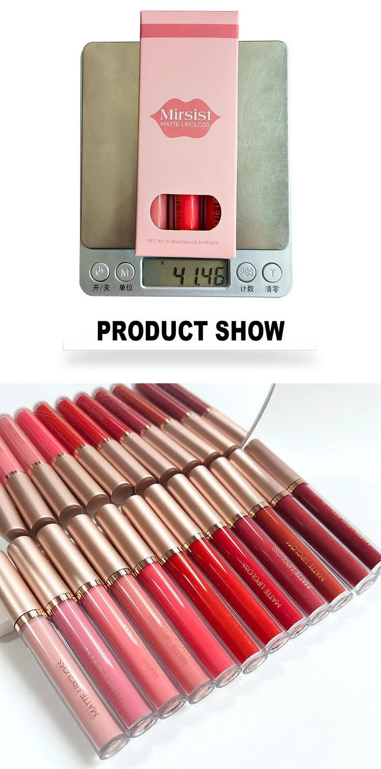 3 Pack Matte Lip Gloss Lip Glaze Set