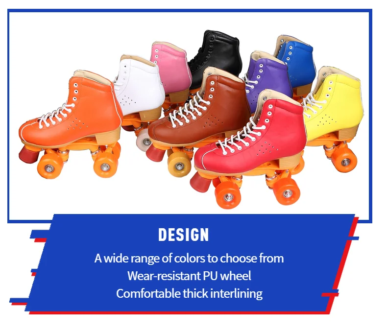 Leather Quad Roller Skates High Quality Professional Patines Skating