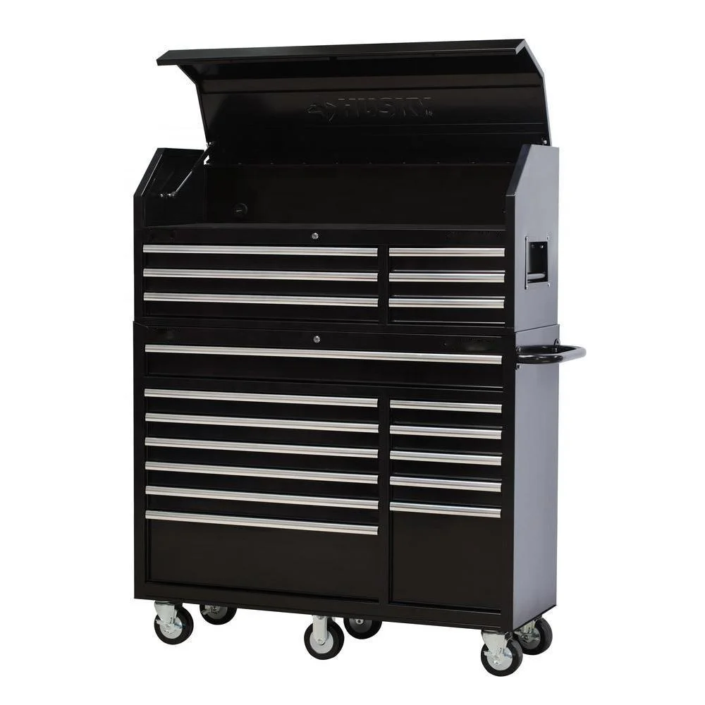 52 In.  18 Drawers Black Metal Rolling Garage Storage Tool Cabinet details