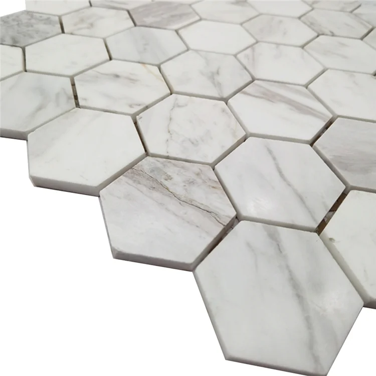 China Wholesale Good Price Hexagon Polish Drama White  Marble mosaic wall Tiles