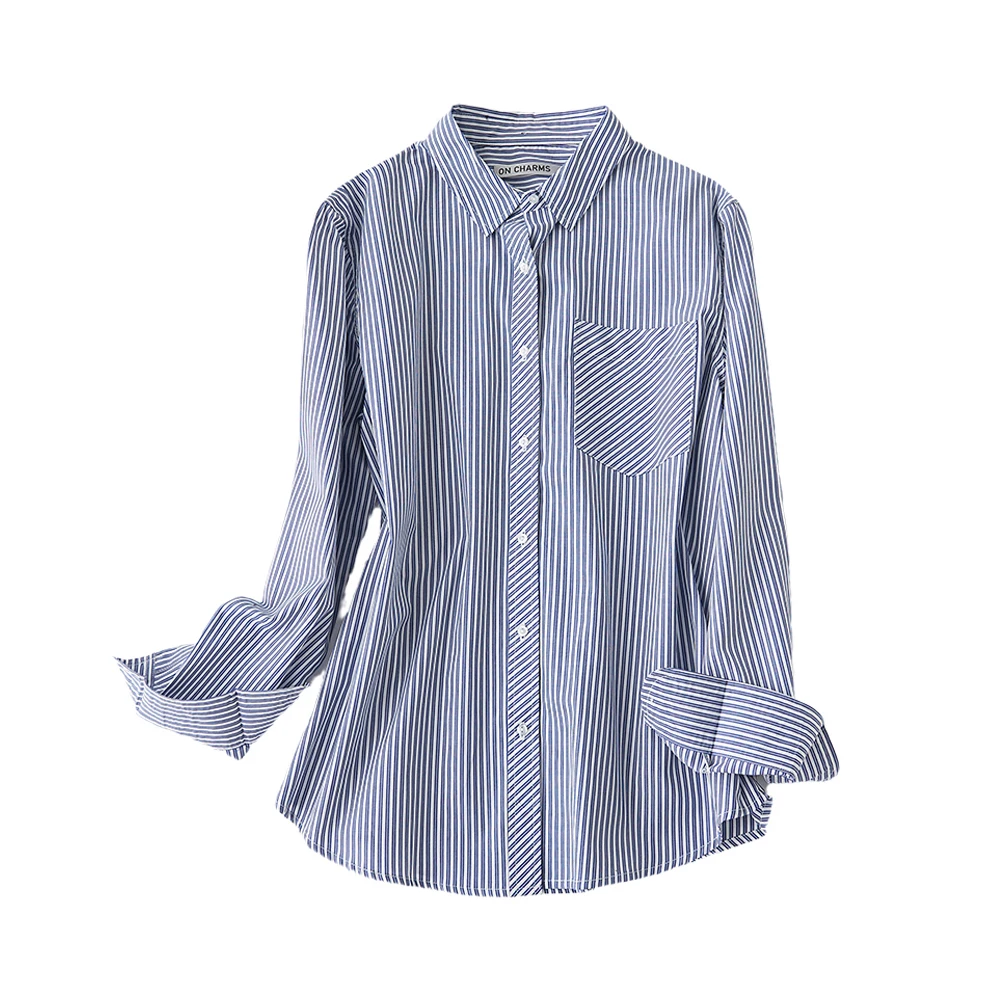 
Hot Spring Casual Stripe Women Shirt Formal Long Sleeve Blouse For Ladies 