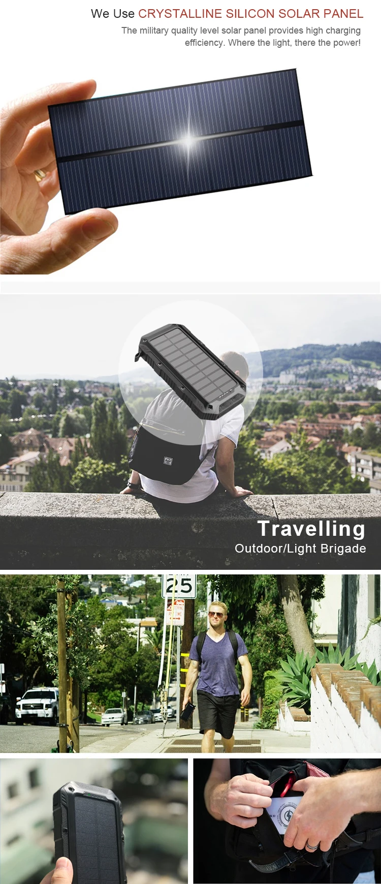 New Technology Products LED Lamp Wireless Power Bank IP65 Waterproof Qi 20000mAh Solar Power Banks For Travel - ANKUX.COM