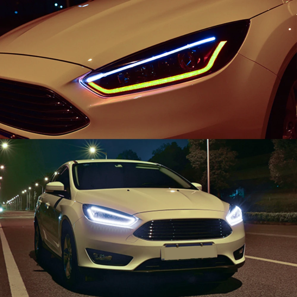 LED Headlights Angel eyes xenon HID KIT For Ford Focus 2015 2016 2017 2018 car lights Fog lights Daytime Running Lights