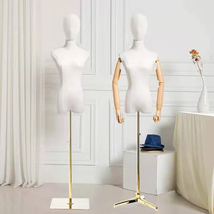 2020 Flexible Half Body Linen Fabric Covered Female Mannequin Torso ...