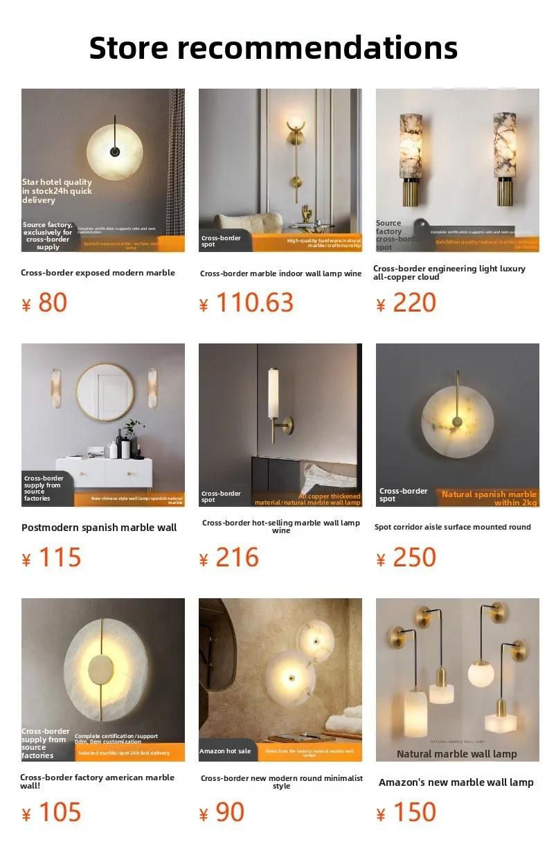 product source factory cross border best selling modern natural marble led wall lamp warm white high cri 80 for living room dimmable-0