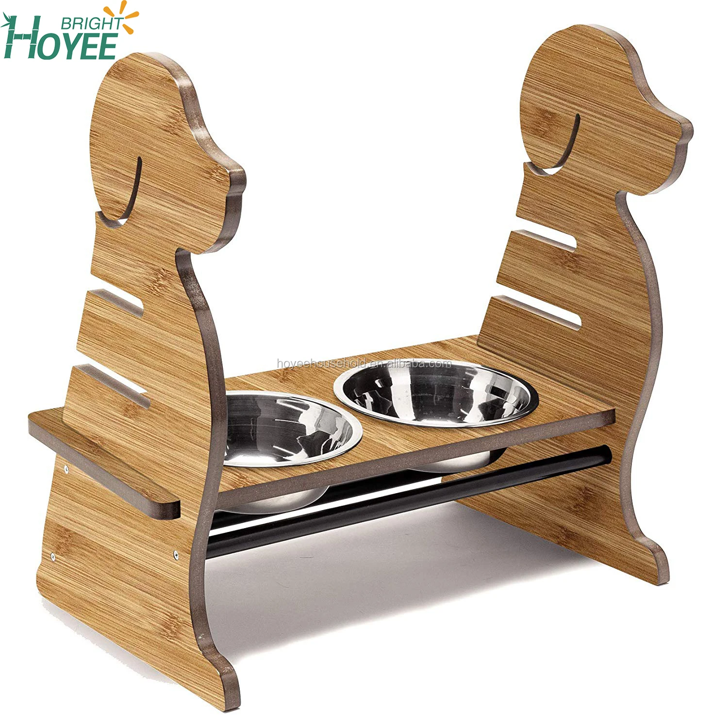 Bamboo Pet Feeder Puppy Style Height Adjustable Raised Kitchen Pet