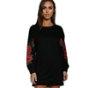 Spring Women Clothes White Roll Neck Embroidered Sweater Casual Dress