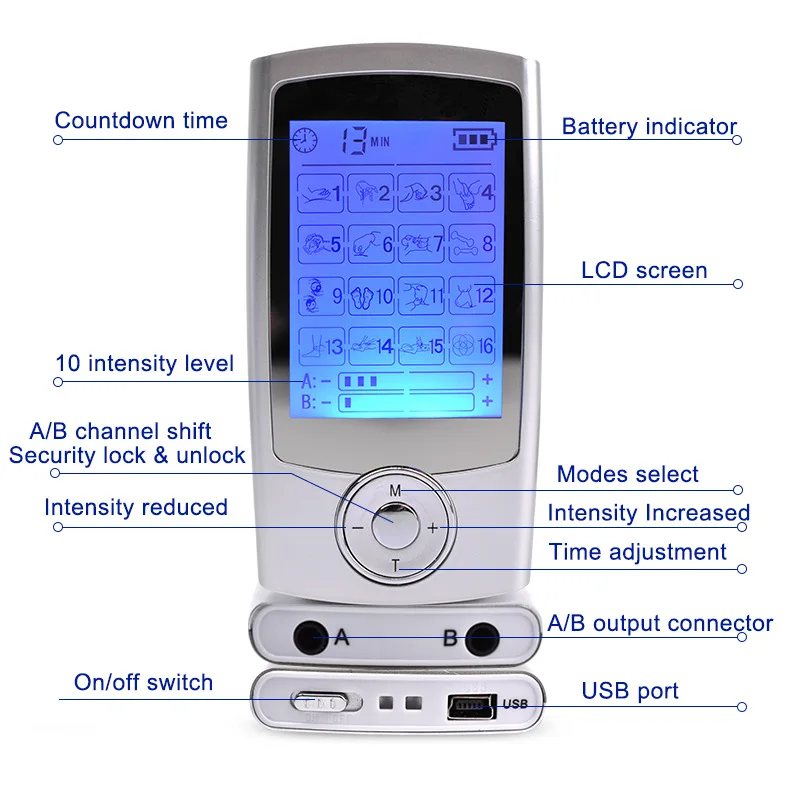 Transcutaneous Electrical Nerve Stimulationtens Unit 16 Modes Buy Tens Unit For Sex 9737