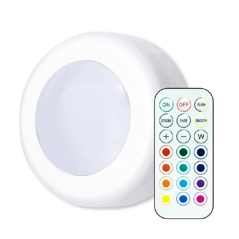 Wireless LED Puck Lights Closet Lights 3AAA Battery Operated with Remote Control Dimmable Kitchen Under Cabinet Lighting
