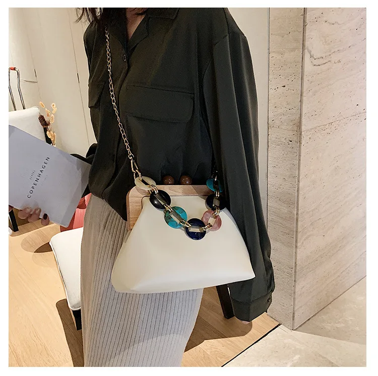 Ladies Hand Bag Clutch Purse Wedding Party Bag with Acrylic Handle Luxury Design PU Leather Women Shoulder Bags