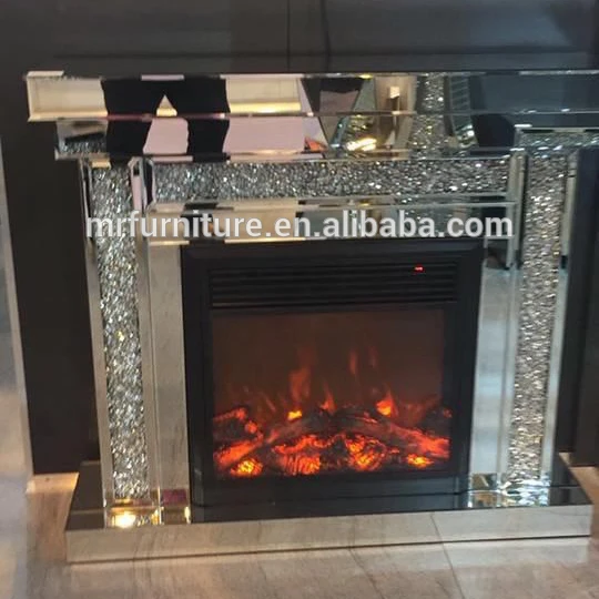 Diamond Glitz Crystal Mirror Electric Fire Fireplace Surround