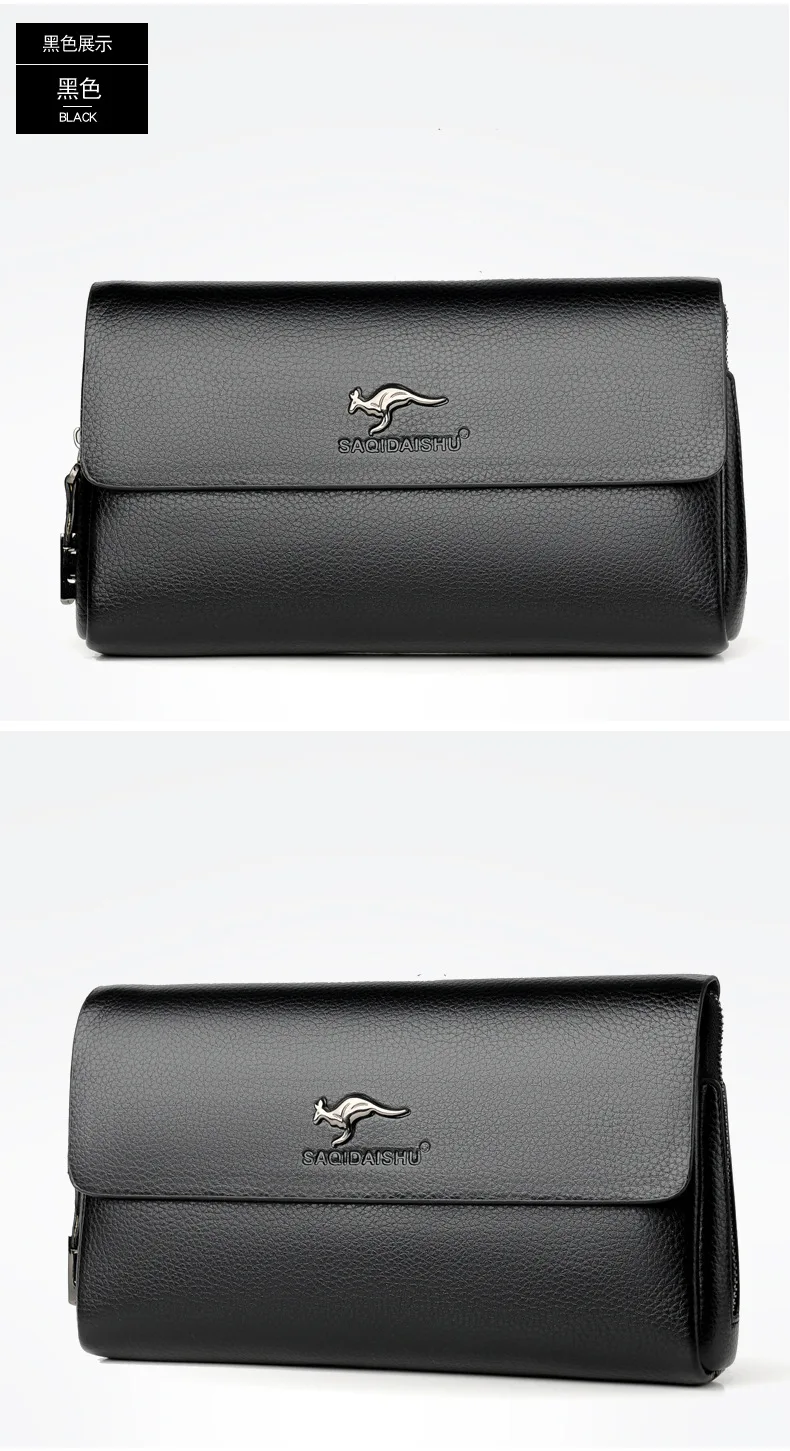 KANGAROO Luxury Brand Men Clutch Bag Leather Long Purse