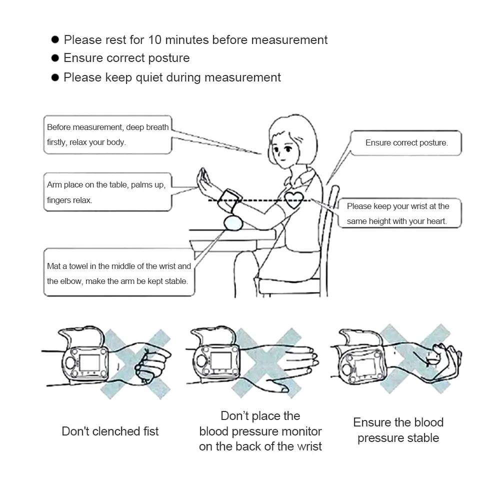 Automatic Wrist Watch Digital Blood Pressure Meter