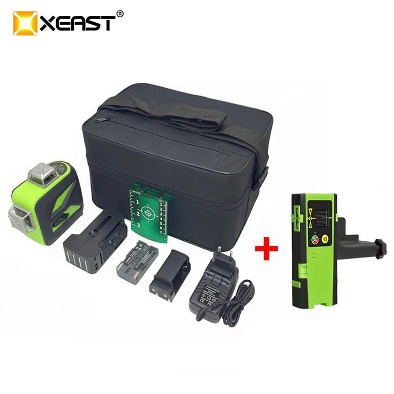 XEAST 2019 NEW 12 Lines 3D Cross Line Green Laser Level Self-Leveling Green Beam with Laser Receiver