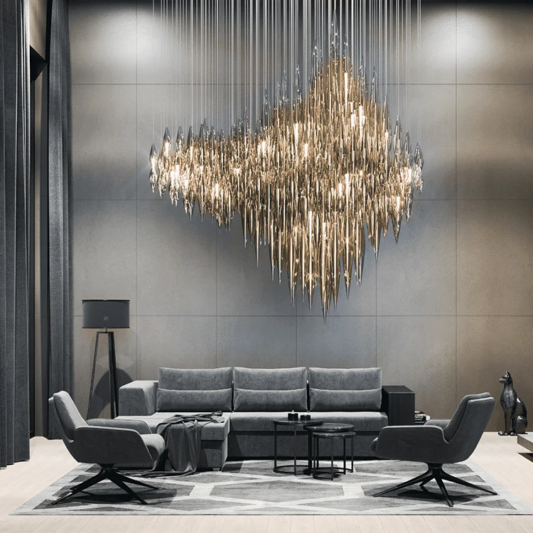 Modern luxurious customizable conference room crystal lighting led chandelier light