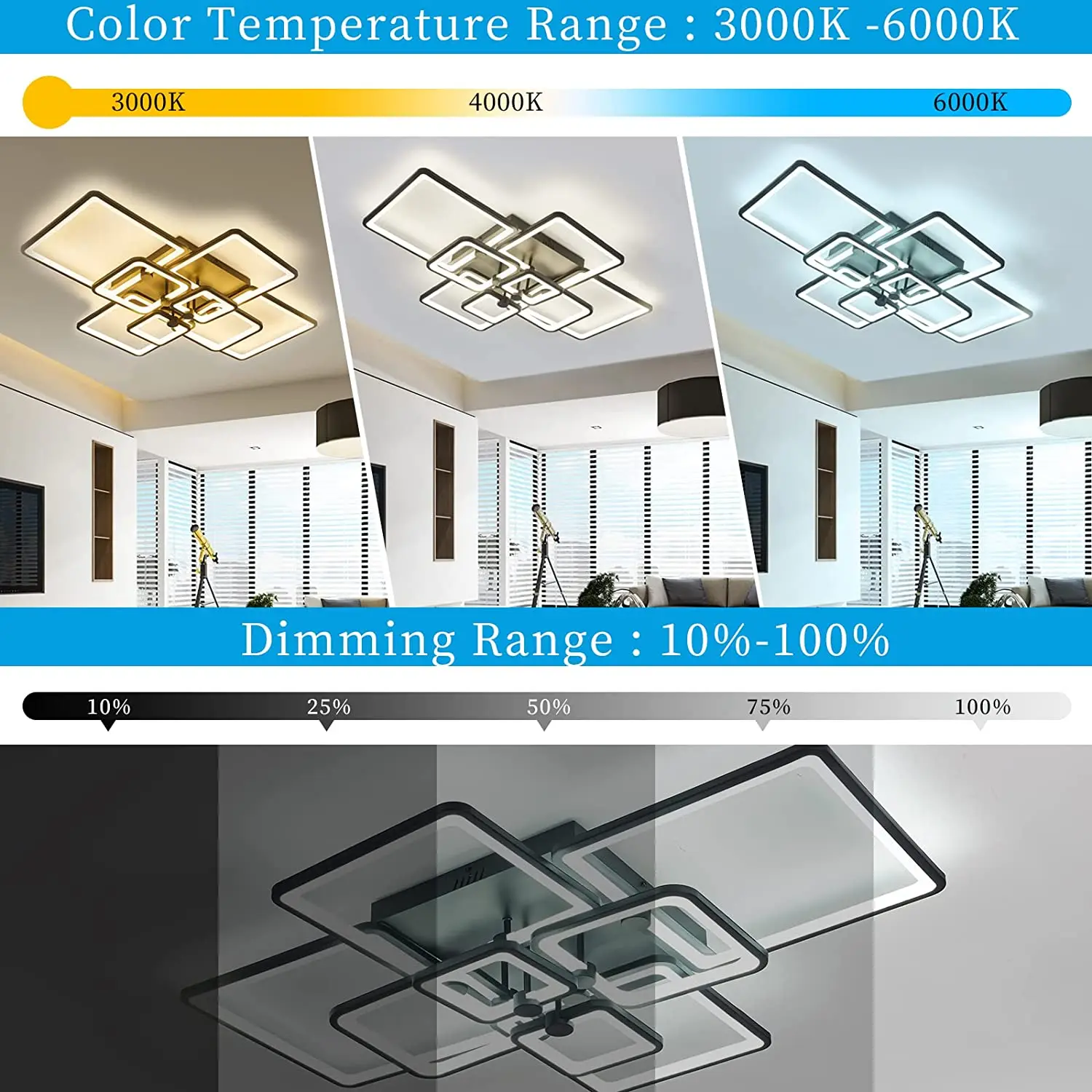 Modern Led Ceiling Light,Dimmable Modern 120w White Flush Mount Ceiling