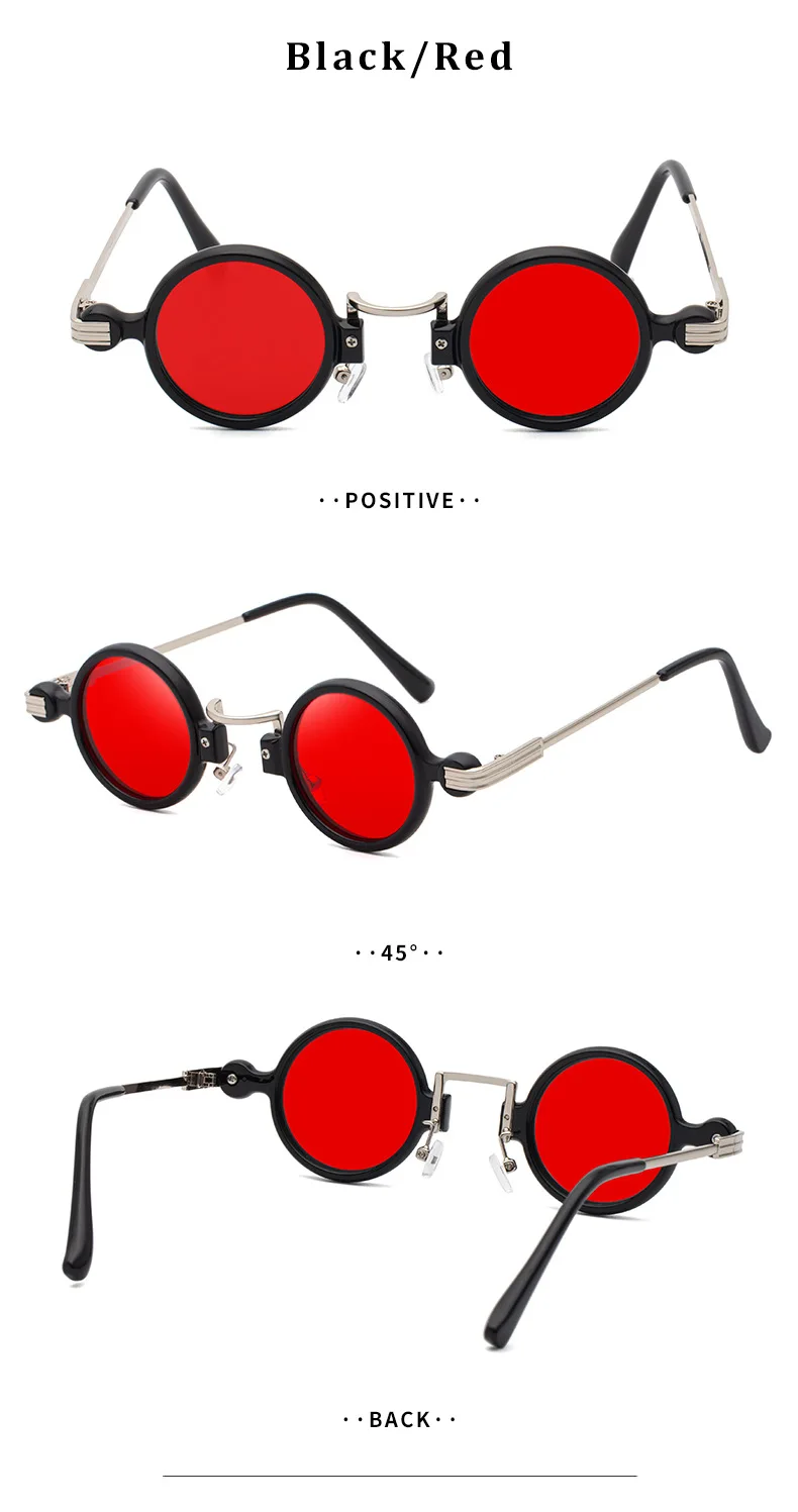 FRIDA Punk Round Sunglasses Small Face HD Women/Men Sun Glasses UV400