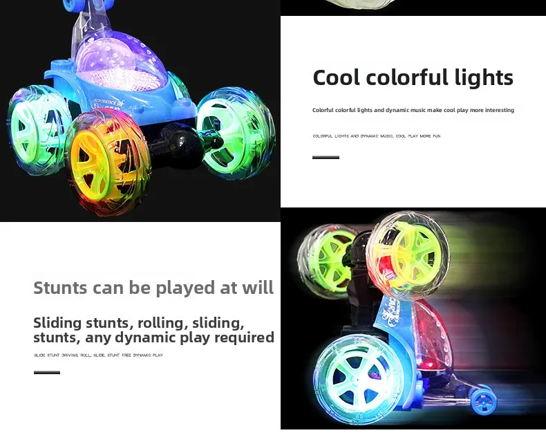Wholesale Large Light Music 360 Degree Rolling Remote Control Stunt Dump Truck Cross-Border Charging RC Cars Toy