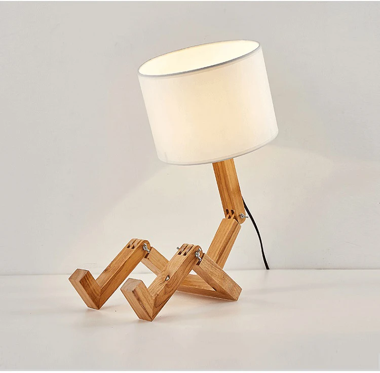 Led Modern Creative Table Lamp Wood Robot Desk Lamp Study Light Led Modern Creative Table Lamp Wood Robot Desk Lamp Study Light