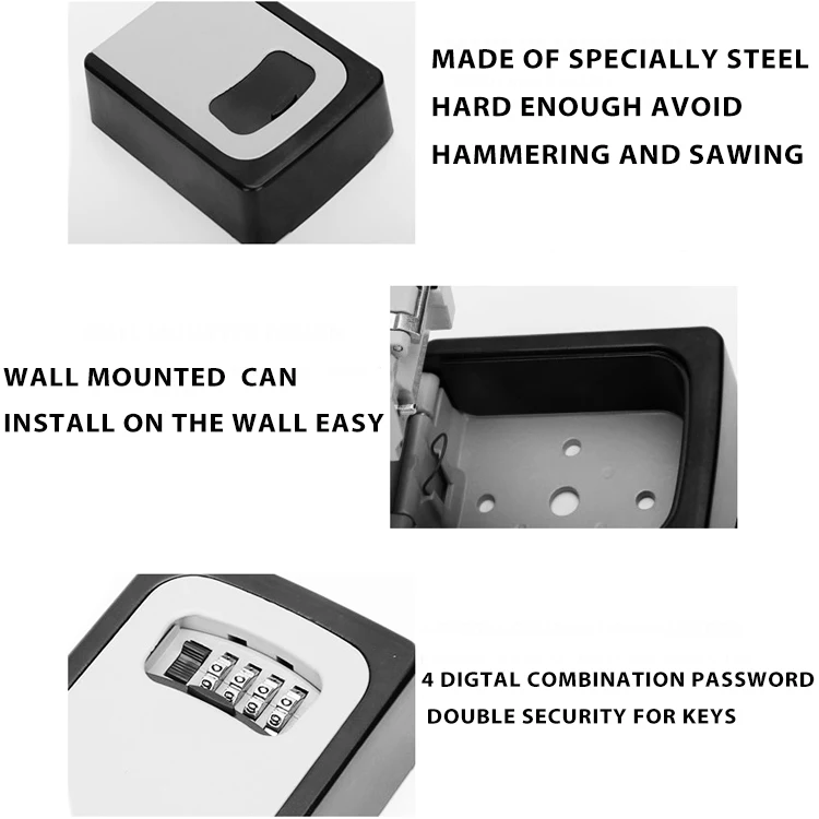 Wall Mounted Car Key Safe Security Key Lock Box Home Storage Key Lock Box Outdoor Key Box Safes