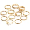 VRIUA 12pcs/set Vintage Bohemian Knuckle Joint Rings Set For Women Gold Color Eagle Rings Jewelry