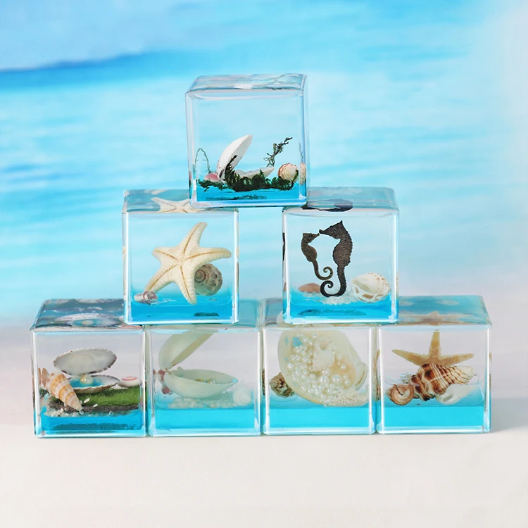 Fantasy Theme Cube Seahorse Collectible Art Resin Figurine