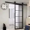 2019 New French Style Carbon Steel Black Frame Sliding Glass barn door with soft close