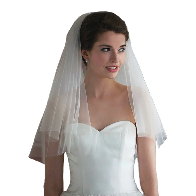 Wedding Veil With Comb Short Bridal Veil Bride Tulle 2 Tier Drop Veils