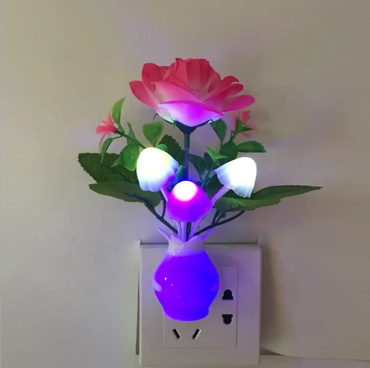 Automatic Dusk to Dawn Sensor Mini Night Light LED Nightlight Plug in Night Light Nursery Bed Lamps Flower