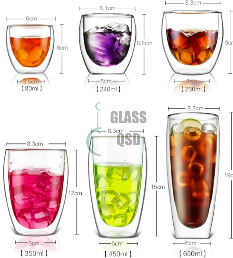 Eco-friendly Double Wall Glass Cup With High Borosilicate Glass 3