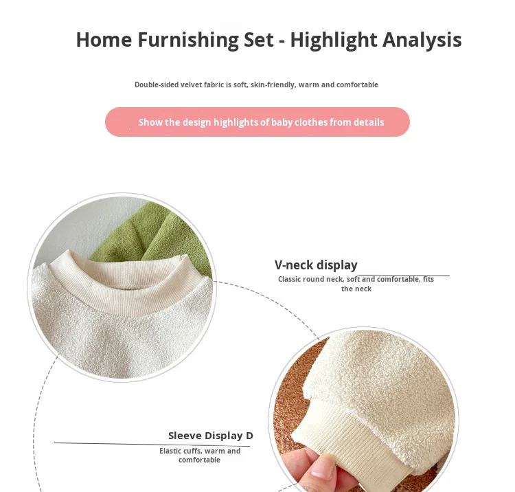 Children's Pajamas Set New Winter Style Warm Bayberry Velvet Thickened Fleece-Lined Breathable Printed kids suit