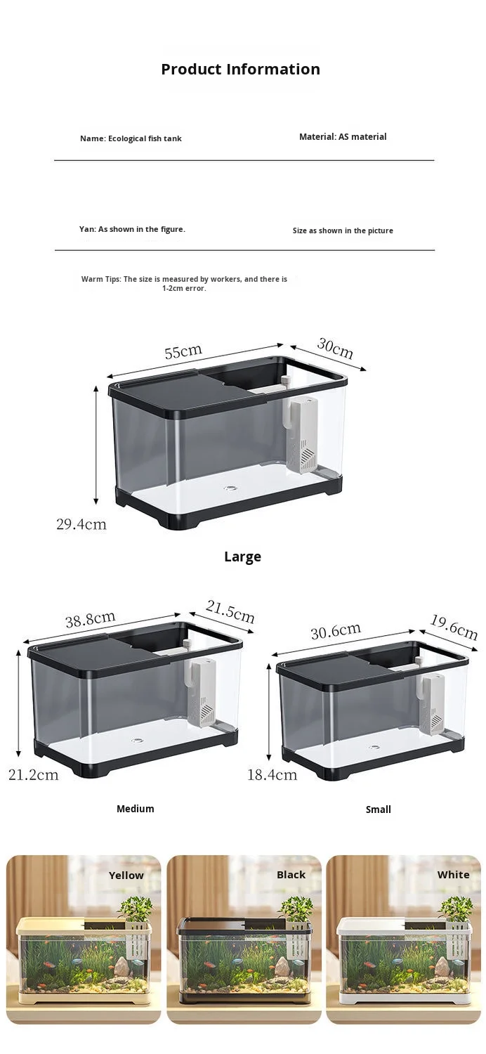 Modern Goldfish Tank Transparent Plastic Desktop Aquarium for Small ...