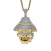 Custom Hip Hop Jewelry Iced Out Brass Micro Pave Gold Filled Pirates of the Caribbean Skull Pendant Necklace Ready To Ship