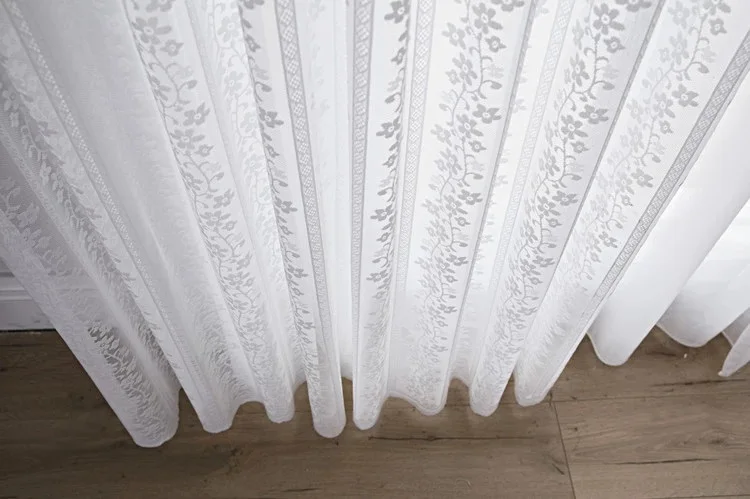 Ready Made Cheap German Warp Knitting Living Room White Lace Curtains ...