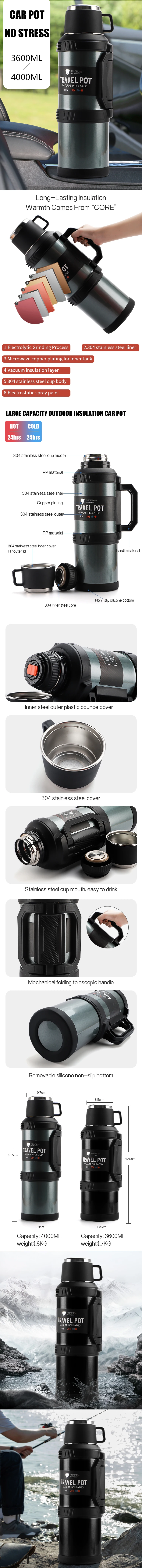 2021 New 3.6L 4L 304 Stainless Steel Insulated Double Wall Travel Vacuum Flasks Large Coffee Thermos