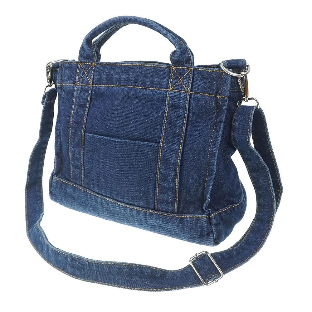 Adjustable Shoulder Strap Denim Zipper Crossbody Bag Custom Printed