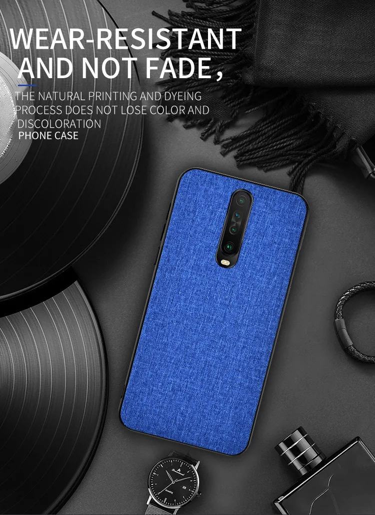 hot sale Shockproof PC Textile Cloth Back Cover Fabric Cell Phone Case for xiaomi redmi k30 k20 pro note 8T note 8 pro 8 7 6 7A factory