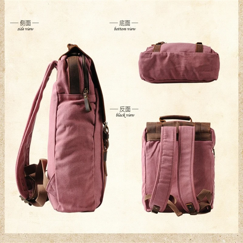 mochilas Vintage Fashion Backpack Leather military Canvas Men women school bagpack rucksack mochila girl