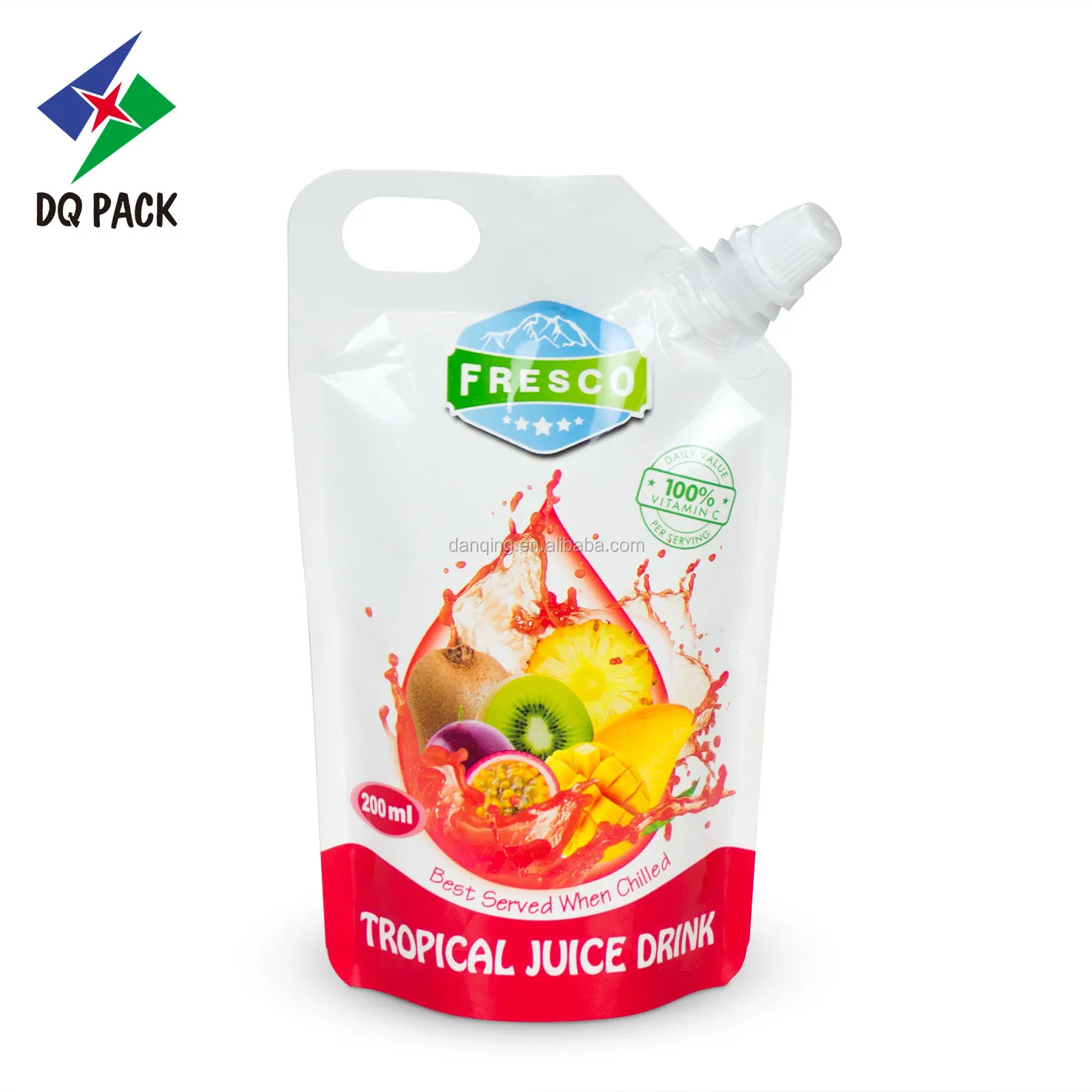 DQ PACK Custom Printed Zipper Clear Drink Reusable Food Spout Pouch Plastic Liquid Stand Up Pouch With Spout