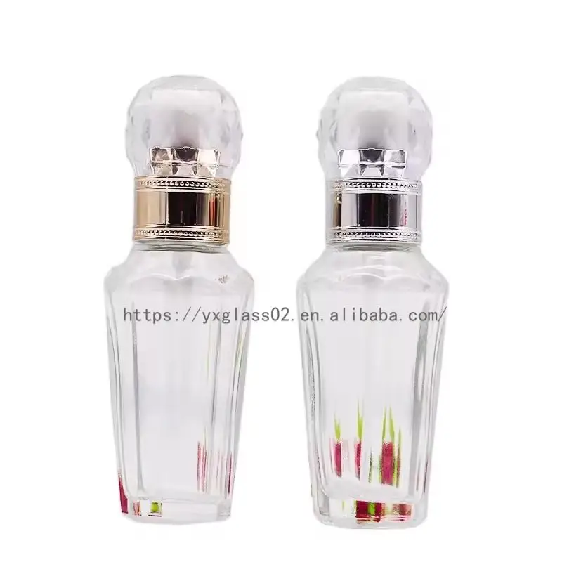 Factory Luxury cosmetic liquid-diamond shape foundation glass bottle make up container with squeeze pump 30ml50ml supplier