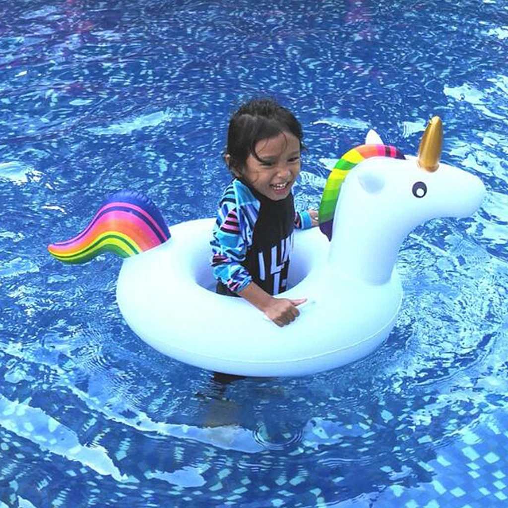 Inflatable Floaties Tube Swim Ring Water Float Summer Beach Outdoor Swimming Pool Party Decorations Toys MENGDUO Unicorn Pool Floats for Kids